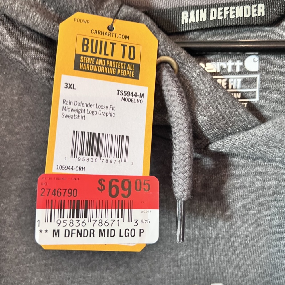 CARHARTT-Men's Rain Defender Dark Gray Hoodie Size 3XL NWT - Picture 15 of 16